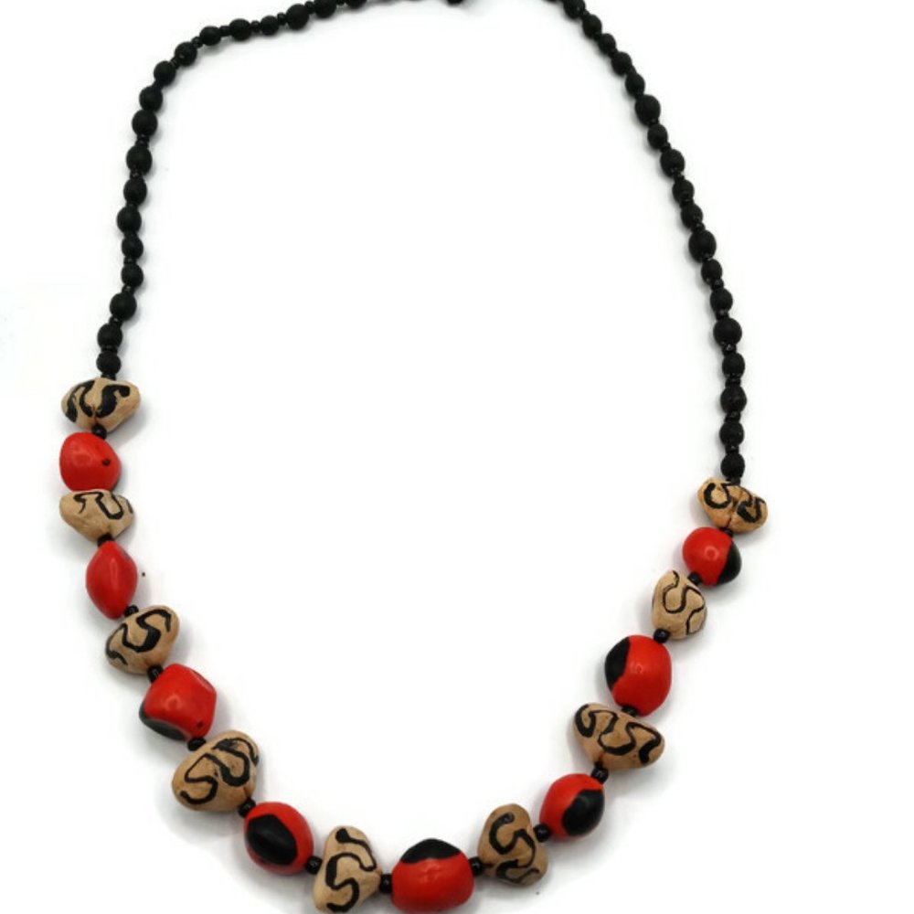 Unisex Necklace Handmade Huayruro Seeds Amazon Rainforest
